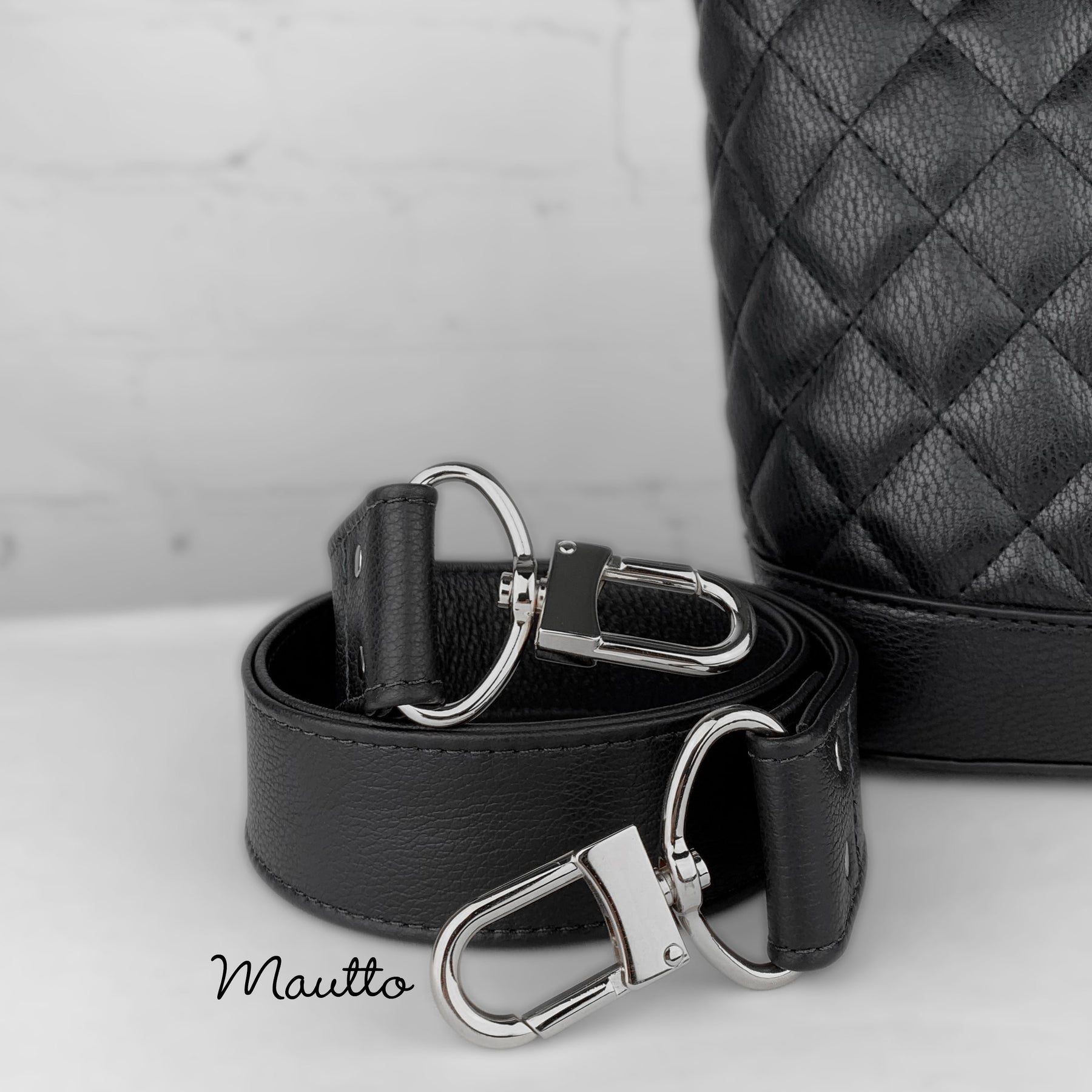 Wide Leather Shoulder Strap - Choose Leather Color & Silver-Tone Clips Dark Gray Leather / #19 Silver-Tone